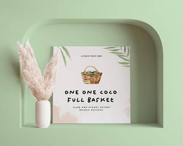 Canvas print nestled in a soft green display nook with a pampas vase and tropical vibes.